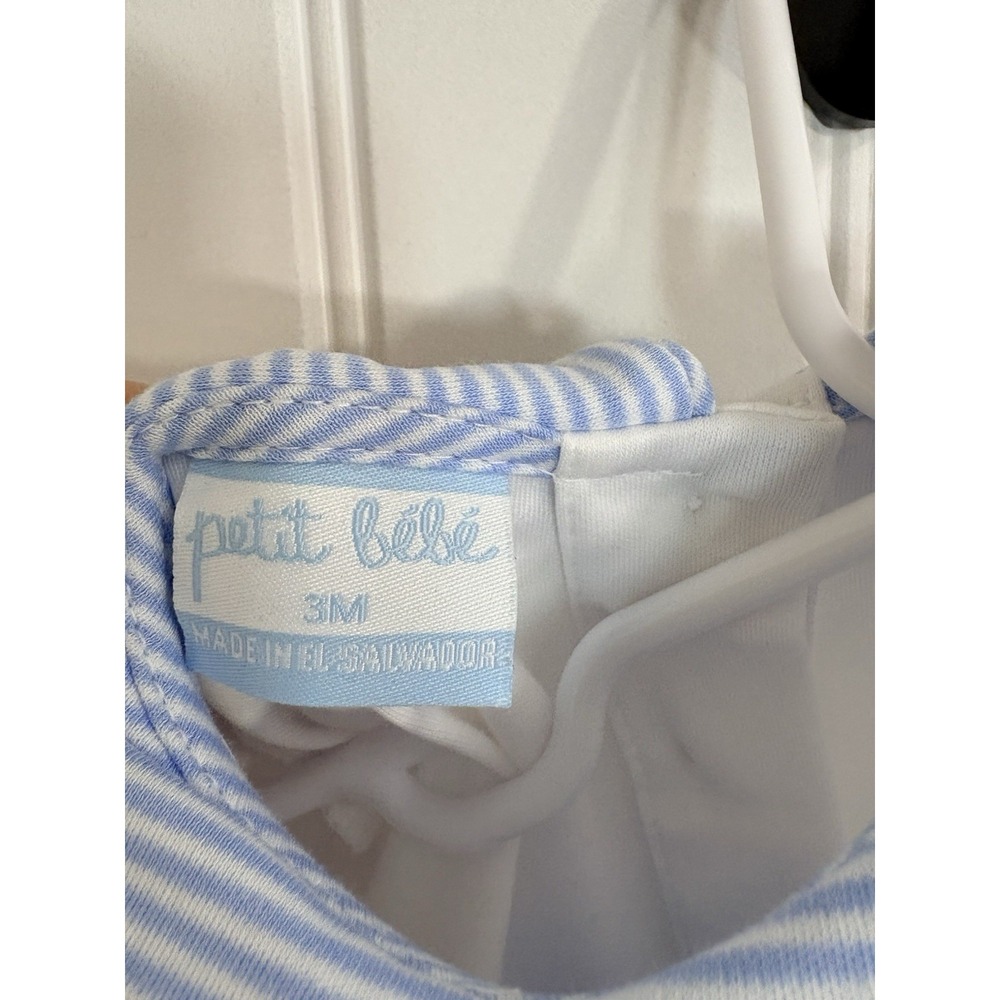 Petit Bebe Boys 3 Month Golf Blue Stripe Knit Bubble Heritage Preppy Traditional - Picture 4 of 5